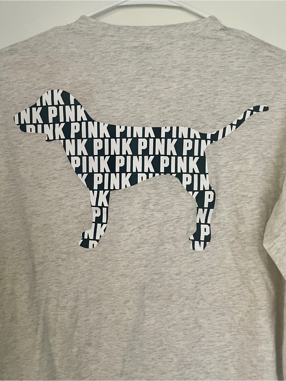 Victoria’s Secret PINK Heather Grey Dog Logo Campus Long Sleeve Tee S